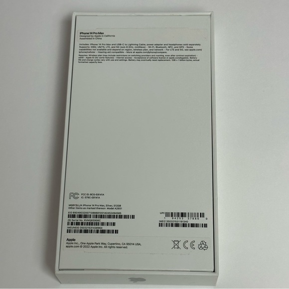 Apple iPhone 14 Pro Max "Silver" EMPTY BOX ONLY with Stickers NO PHONE BOX ONLY - Picture 2 of 8
